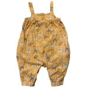 JoJo Maman Bébé Baby Safari Animal Romper Mustard Yellow Cotton 6–12 Months